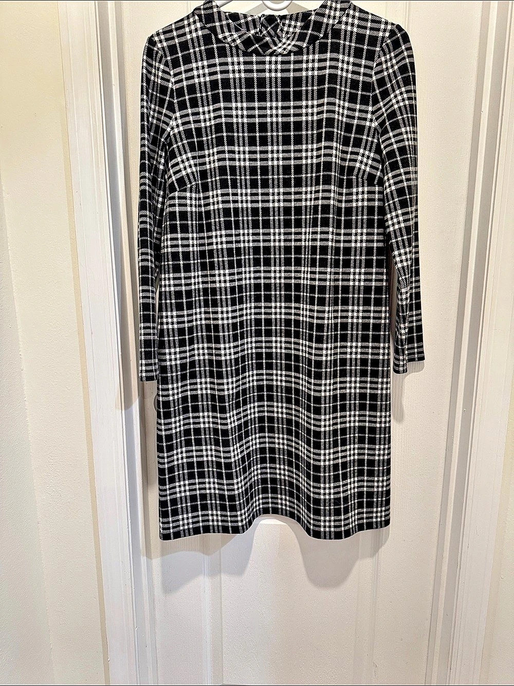 Talbots Plaid Mini Dress in Black & White Size Medium Like New